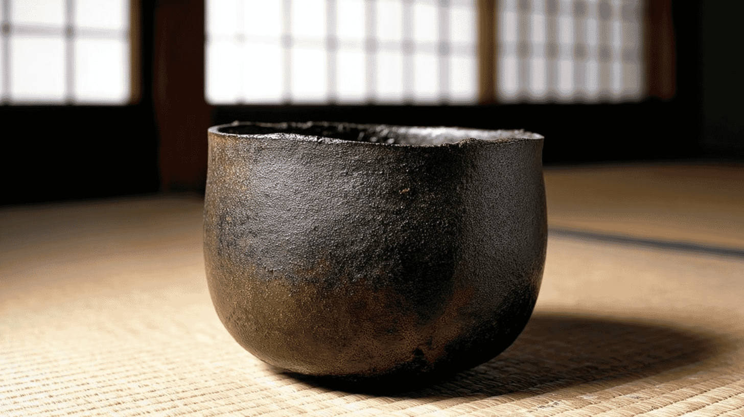 Black Raku Tea Bowl (Shigure) by Koetsu