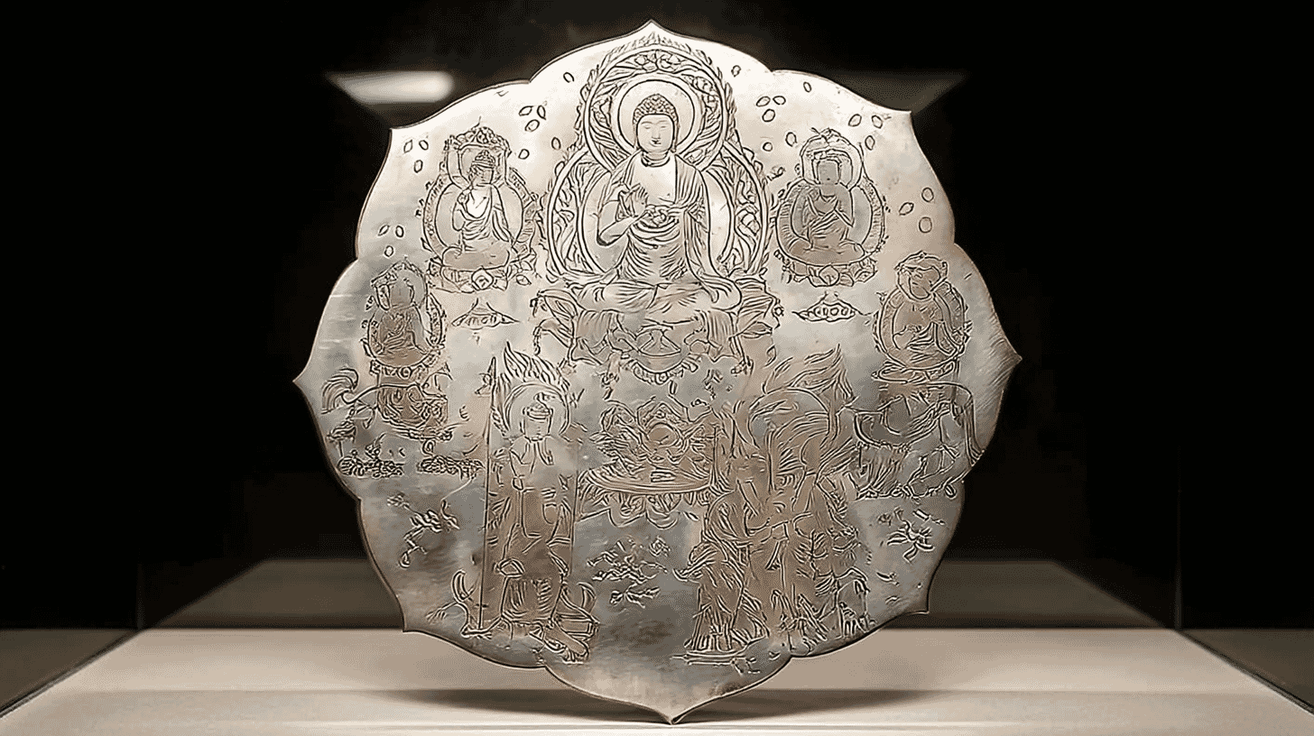Carved Mirror Images of the Shaka Triad and Other Statues