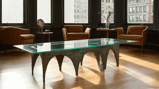 フローティング・トップ・コーヒーテーブル（彫刻的ベース）