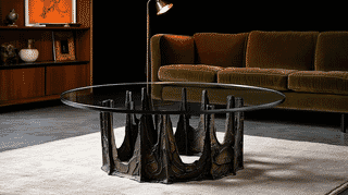 PE-128 スタラグマイト・コーヒーテーブル（円形ガラス天板）