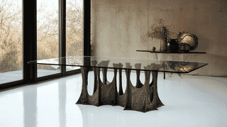 スタラグマイト・ベース・ダイニングテーブル（溶接鋼鉄ベース）