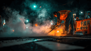 Road Markings Aren't Paint: Japan's "STOP" Signs Written with 200°C Molten Resin and Craftsman Skill