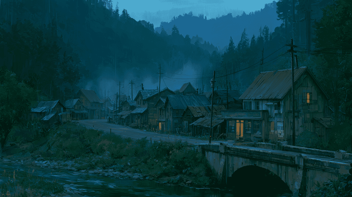 Bridgeville, California（カリフォルニア州ブリッジヴィルの町一式）