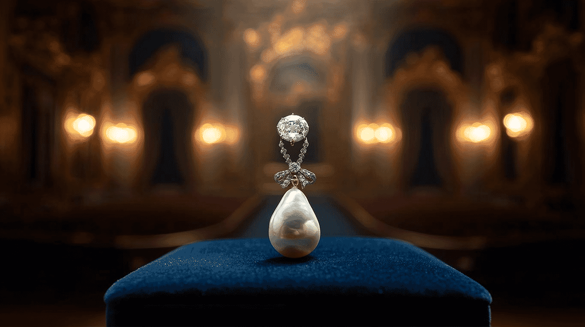 Queen Marie Antoinette's Pearl（天然真珠とダイヤモンドのペンダント）
